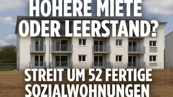 Höhere Miete oder Leerstand? Streit um 52 fertige Sozialwohnungen