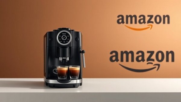 DeLonghi Magnifica S coffee machine showcasing value, against a brown Amazon backdrop.