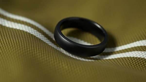 Ultrahuman Ring Air placed on fabric with stripes.