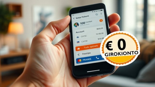Person using banking app on smartphone; 100 Euro Startguthaben DKB.
