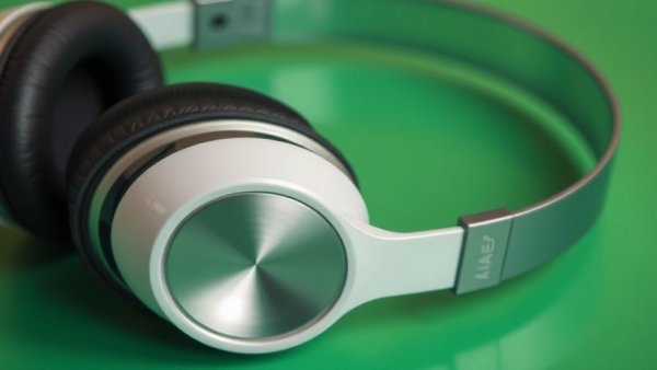 Modern open-ear headphones on a green surface, beste Open-Ear-Kopfhörer 2026.
