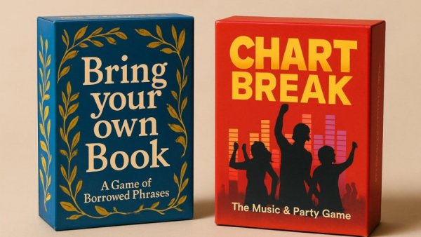 Zwei interaktive Gesellschaftsspiele mit bunten Designs