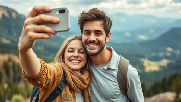 Young couple enjoying Telekom Prepaid-Tarife mehr Datenvolumen.