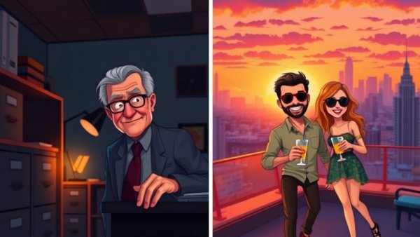 Humor im Datenschutz: Contrasting scenes highlighting privacy.