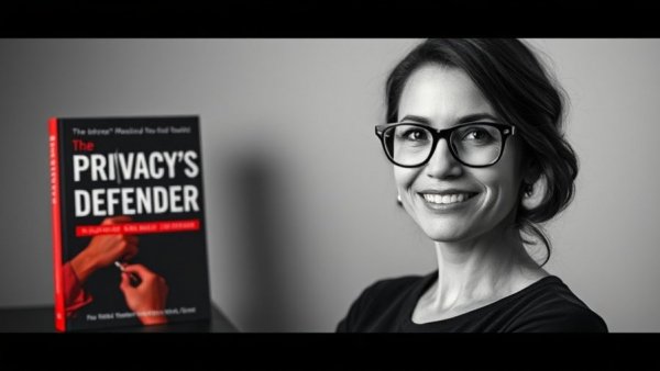 Cindy Cohn's book cover 'Privacy’s Defender' with portrait.