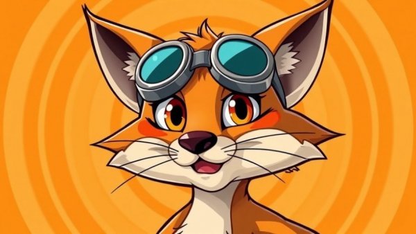 Whimsical lynx with goggles portraying freedom of expression in graphic art.
