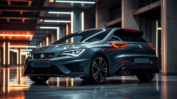 Sleek Cupra Born Facelift 2026 under dramatic lighting.