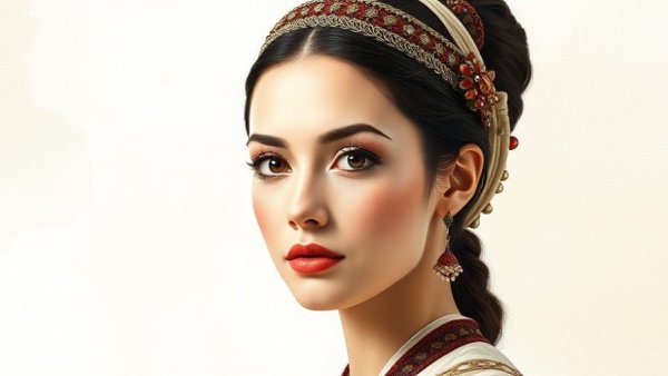 Porträt einer historischen Frau in Technologie, malerisches Bild.