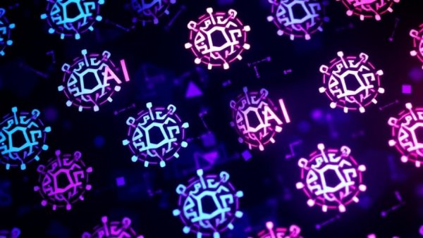 Abstract OpenAI logos with neon glow, QuitGPT Bewegung kündigen ChatGPT Abo theme.