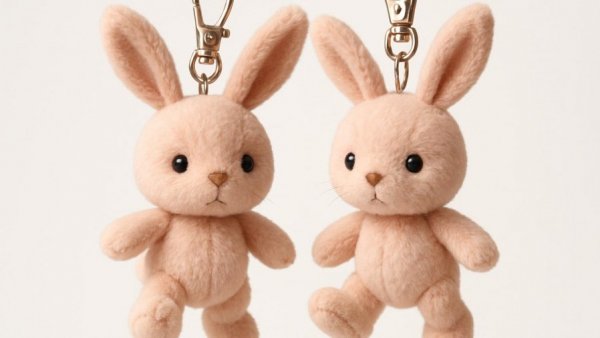 Steiff Hoppie Hase plush bunnies with keychain clips.