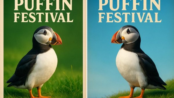 Green Screen Festival 2026 vibrant puffin poster design