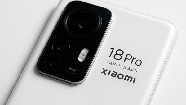 Xiaomi 18 Pro smartphone with triple rear camera on a white background.