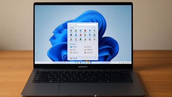 Samsung laptop displaying Windows 11 desktop software issues.