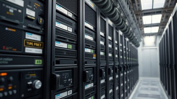 Internet Archive server racks illustrating technological infrastructure.