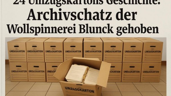 24 Umzugskartons Geschichte: Archivschatz der Wollspinnerei Blunck gehoben