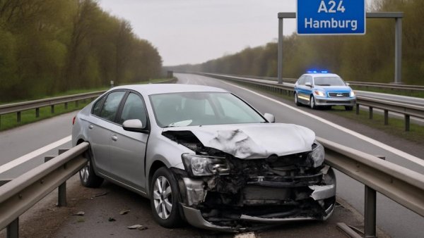 Auto fährt gegen zwei Leitplanken – A24 Richtung Hamburg zwei Stunden gesperrt