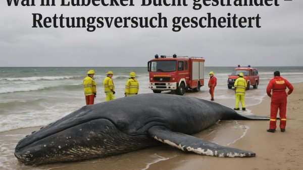 Wal in Lübecker Bucht gestrandet – Rettungsversuch gescheitert