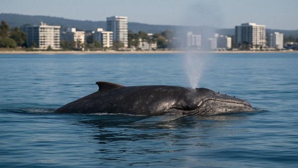 Humpback whale in the Baltic Sea near the coast, Buckelwahl Rettung Ostsee.