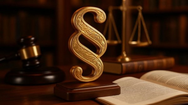 Golden paragraph symbol with judge's gavel, symbolizing youth alcohol law change.