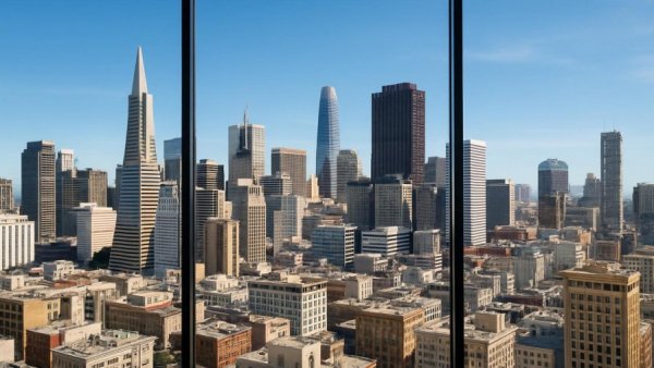 Skyline view of San Francisco from office window related to Kieler Innovation Office Silicon Valley Schließung.
