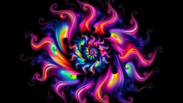 Vibrant fractal pattern showcasing intricate spirals, Recht auf Reparatur concept.