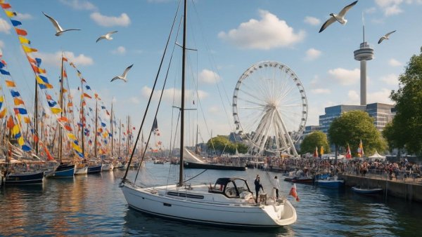 Bustling harbor scene for Travemünder Woche 2026 preparations