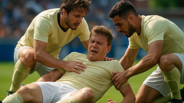 Holstein Kiel Injury Impact: teammates support injured player on field