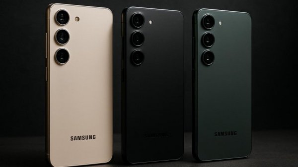 Samsung Galaxy S24 models showcasing design, Sicherheitsupdates focus.