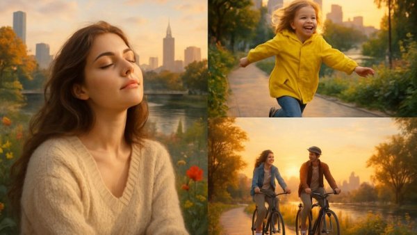 Medienhaus Oetinger collage with joyful scenes and branding.