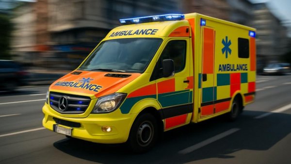 E-Scooter-Unfälle Lübeck emergency response ambulance in motion.