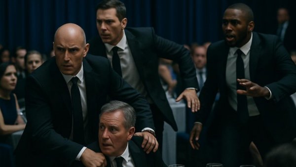 Schüsse bei Dinner mit Trump: security agents react at formal event.