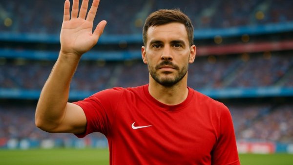 Soccer player in colorful jersey waves during Manuel Neuer Vertragserweiterung 2027