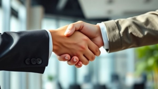 Business agreement handshake symbolizing Investitionen in deutsche Tech-Firmen.