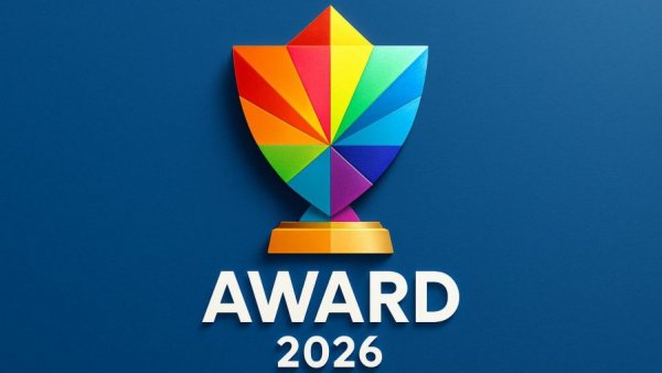 Deutscher Spiele Preis 2026 award logo with colorful geometric design.
