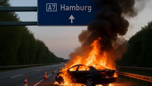 A7 in Hamburg: Brennender Pkw sorgt am frühen Abend für Vollsperrung