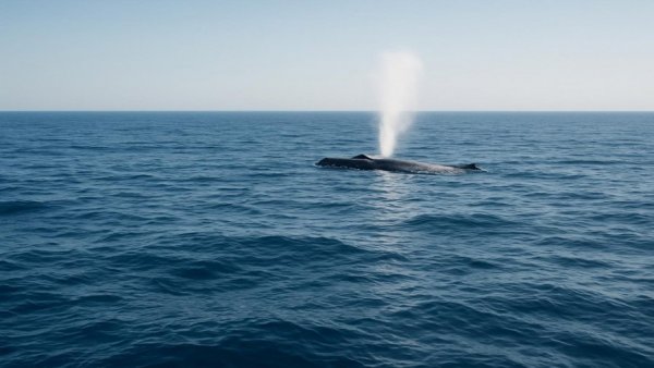 Humpback whale spouting in the North Sea.
