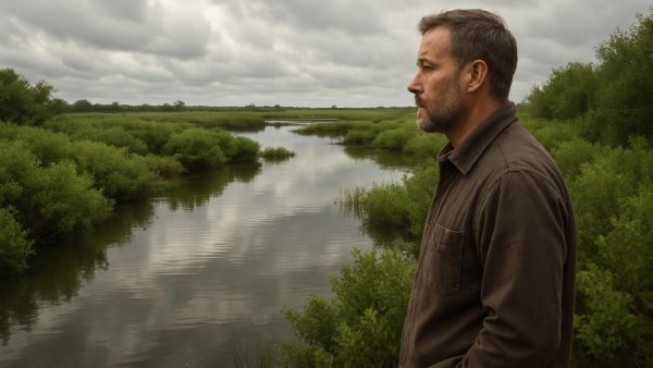 Man observes the Bülthorstmoor wetlands for Schutz des Bülthorstmoors.