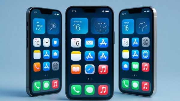 Futuristic smartphones with iOS 26.5 interface, sleek design