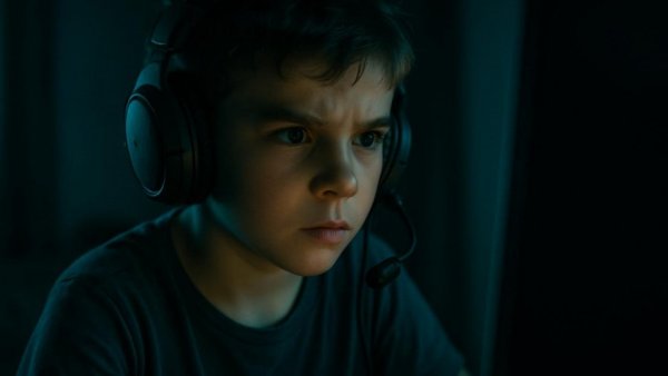 Young boy using computer, illustrating EU Altersprüfungs-App