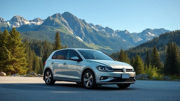 Volkswagen parked in Austrian mountains, scenic view