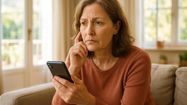 Concerned woman receiving spam calls on Wednesday.