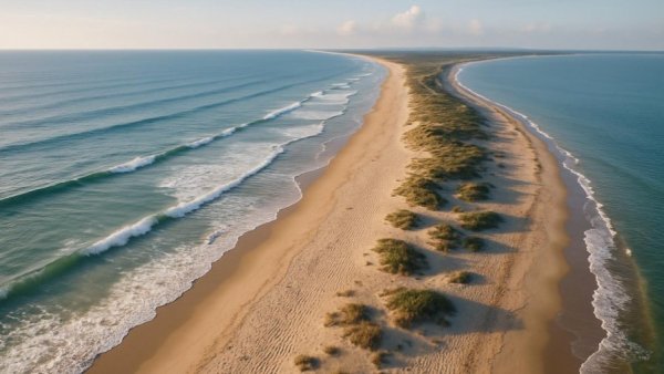 Aerial view of Denmark beach during roadtrip Dänemark, scenic coastline.