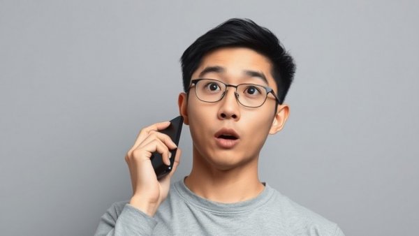 Surprised man receiving Spam-Anrufe am Mittwoch call.