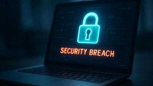 BitLocker Sicherheitslüke Windows shown as glowing padlock on laptop.