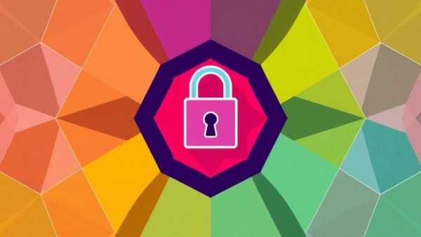 Abstract padlock icon on geometric background symbolizing email tracking security.
