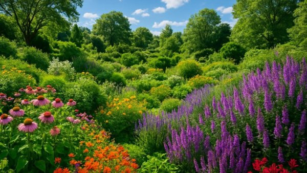 Lush green garden showcasing Gartentrends Nutzgarten und Wohngarten.