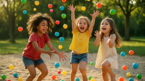 Fröhliche Spielideen für den Sommer auf einem Sandfeld im Freien