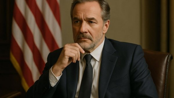 Dignified middle-aged man in a suit in a diplomatic setting