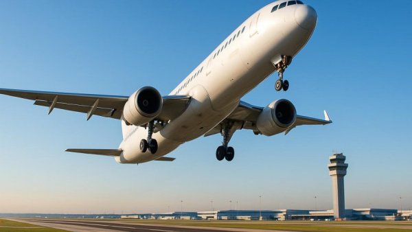 Flug-Service für 1 Euro: airplane taking off from airport.