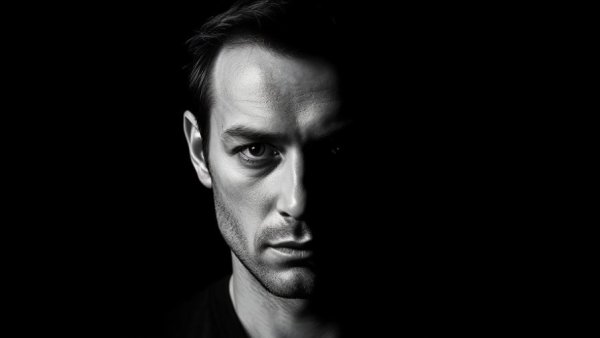 Abstract pixelated grayscale portrait related to Öffentlichkeitsfahndungen.
